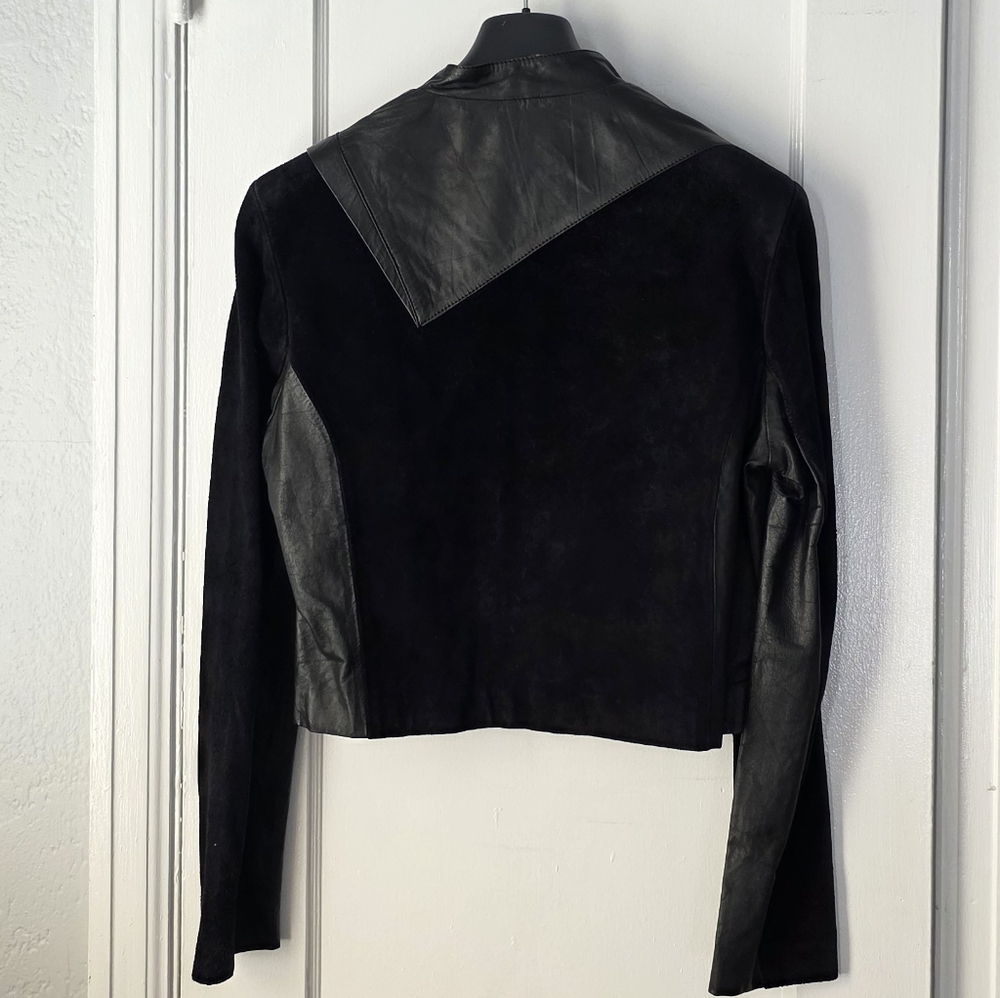 Wilson's  Black Leather/suede  1980's Moto Funk style waist jacket - Picture 15 of 15